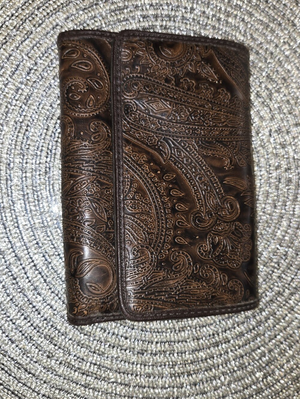 Relic by Fossil Brown Tooled Paisley Embossed Trifold Wallet Women's RL1163